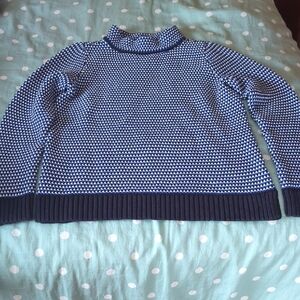 Liz Claiborne Navy and White Cowl Sweater